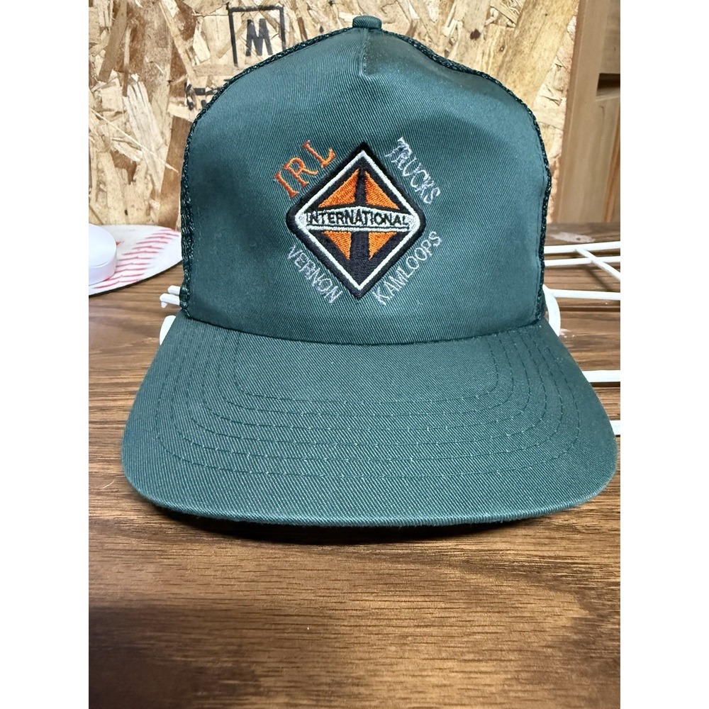 Vintage IRL Trucks International Vernon Kamloops Trucker Hat Snapback Green
